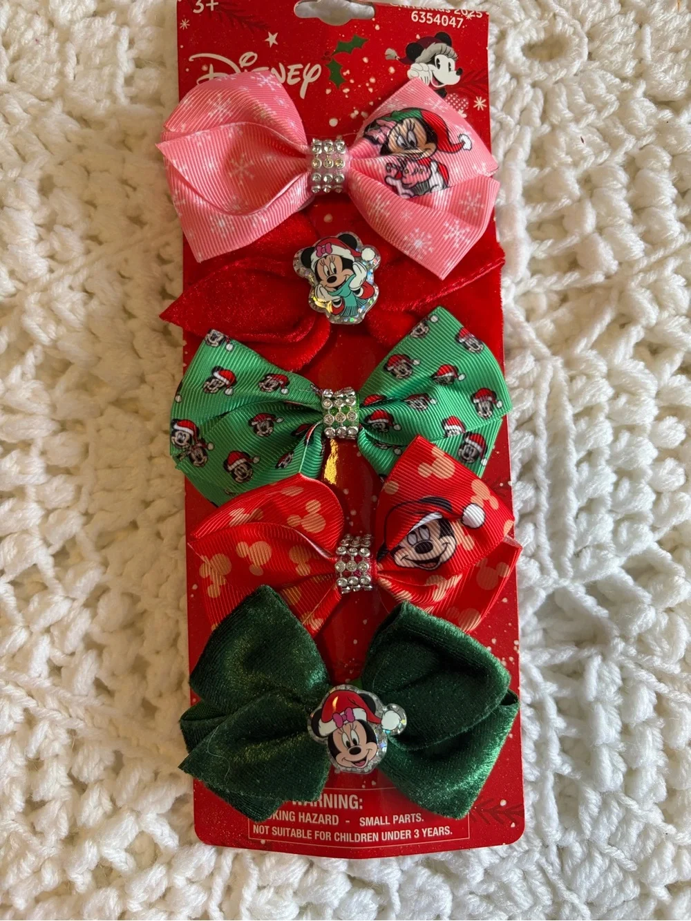 Disney Holiday Mickey Mouse Bow Set - Pink, Green, Red